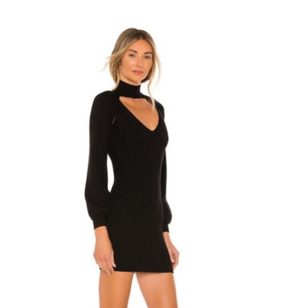 SUPERDOWN two piece knit set. Dress & shrug. Black. Sized medium. Ribbed.